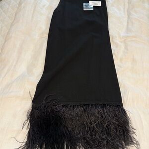 Milly Black Feather-Trim Midi Skirt